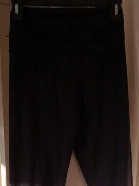 Women's Black Long Leggings - Fitted - Fold-Over Style - Size Small
